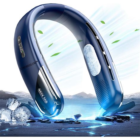 Climatiseur portable rechargeable, ventilateur de cou sans pales, refroidisseur d'air, climatiseur avec écran LED, ventilation environnante à 360° (1/5)