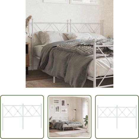 vidaXL Cabecero de repuesto de metal blanco 160 cm (1/5)