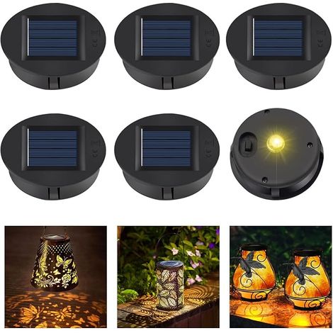 Lampes Solaires de Rechange à LED, Lot de 6 Lampe Solaire de Rechange avec Ampoules LED, Étanche Pièce de Rechange pour Lampe Solaire, pour Lampes Solaires de Jardin et Bricolage, 8CM (1/5)
