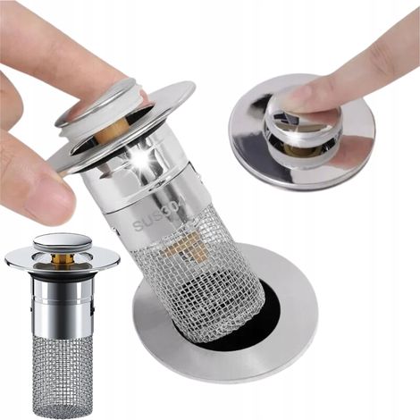 Tappo di scarico per lavello con cestello filtro in acciaio inox rimovibile (1/5)