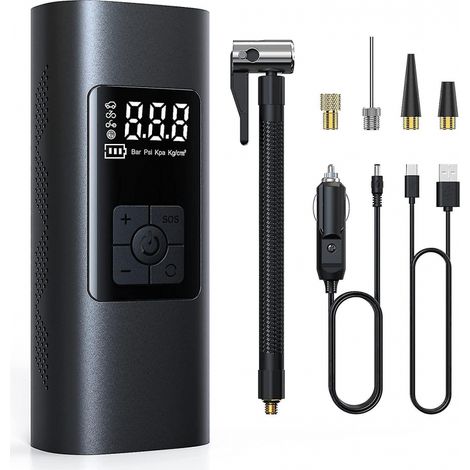 Gonfiatore per pneumatici ricaricabile senza fili, batteria da 6000 mAh, 150 psi, pompa d'aria portatile per auto e bici elettriche. (1/2)