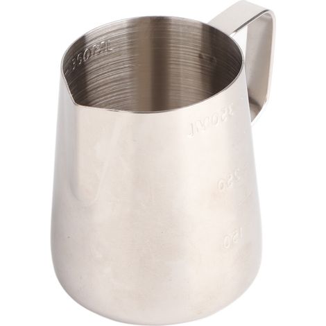 Tasse à latte art double face graduée, bec verseur en acier inoxydable, 350 ml. (1/5)