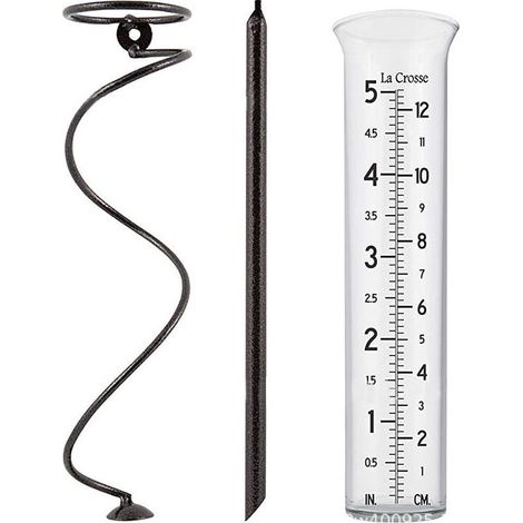 royaluxe -Pluviomètre en verre décoratif pour extéri, Pluviomètre transparent avec support, Class d'eau de pluie pour balcon pelouse, jardin