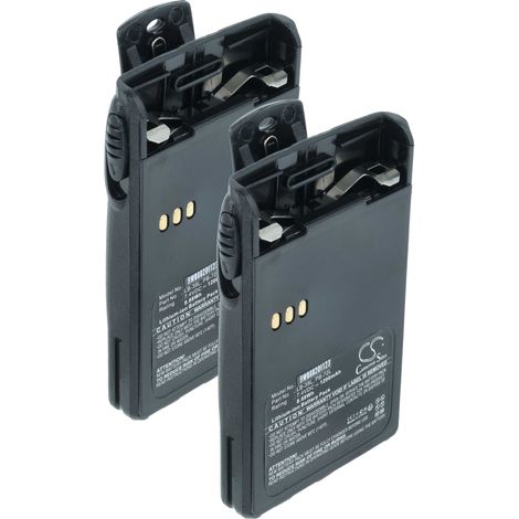 vhbw 2x Akku kompatibel mit Dynascan U-510, V-510, V-500, V-400, V-300 Funkgerät, Walkie Talkie (1200 mAh, 7,4 V, Li-Ion) + Gürtelclip