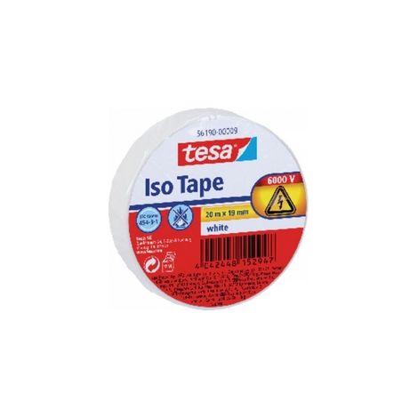 TESA SAS 561900009 RUBAN ADHÉSIF ISOLATION ÉLECTRIQUE 6000 V 20 M X 19 MM BLANC (1/3)