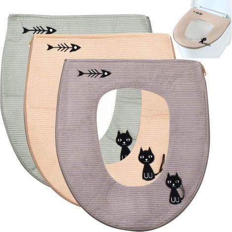Ensemble de 3 tapis de siège de toilette, chauds, antibactériens et imperméables (1/5)