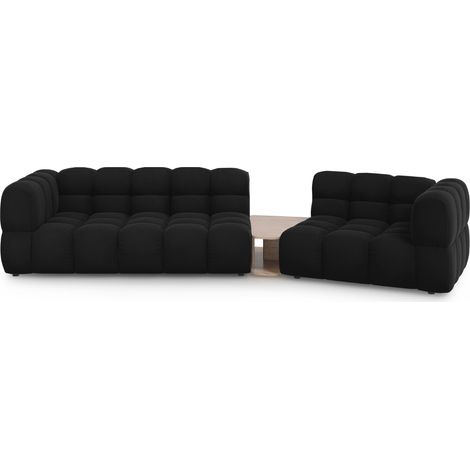 Canapé modulable droit 3 places en velours noir (1/5)