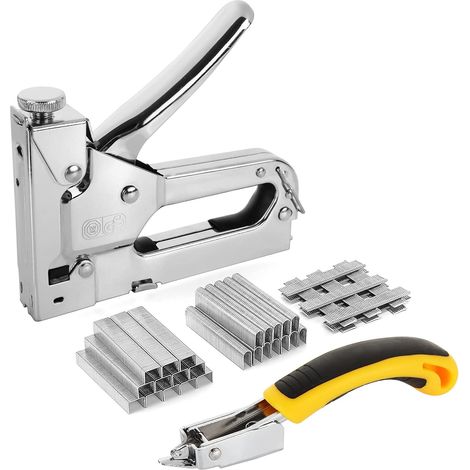 Cucitrice da parete 3 in 1 per impieghi gravosi con levapunti e 3000 punti metallici, cucitrice manuale in acciaio per tappezzeria per fai da te (1/4)
