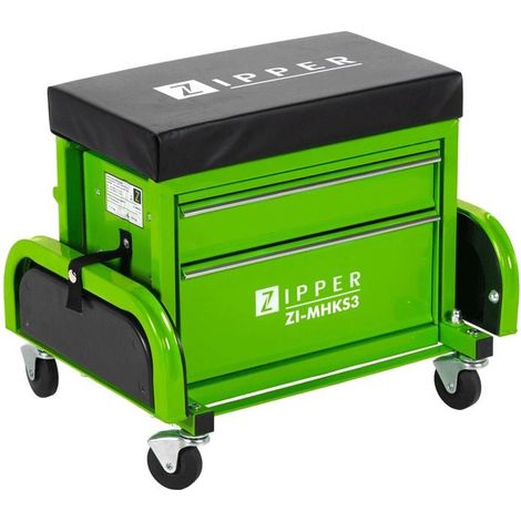 Zipper – Siège roulant noir et vert 40,4 cm hauteur – Assise en mousse épaisse – Vinyle résistant à l'huile – Capacité 150 kg (1/3)