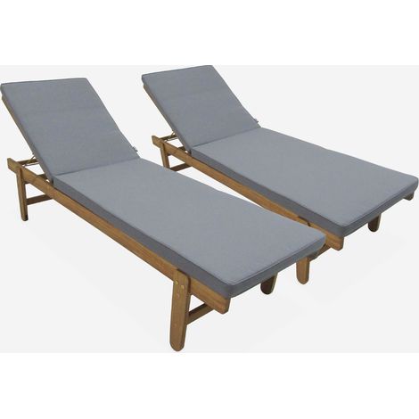 Set 2 lettini prendisole in legno multiposizione