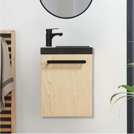 Nevada Wand-Handwaschbecken-Set mit schwarzem Wasserhahn