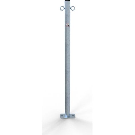 Schake Absperrpfosten aus Stahlrohr verzinkt Ø42x2,5mm mit Kunststoffkappe 900mm Überflur für Dübelbefestigung mit 2 Ösen