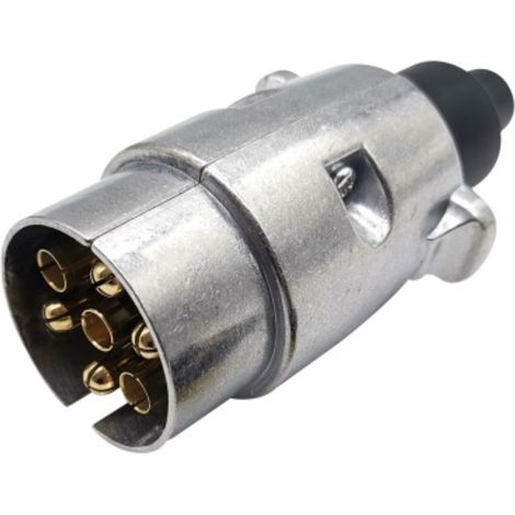 Prise de remorque mâle 7 Broches métal, Prise attelage 7 Broches Metal,connecteur Electrique 7 Broches Etanche pour remorque,12V fiche remorque 7 Broches métal (1/4)