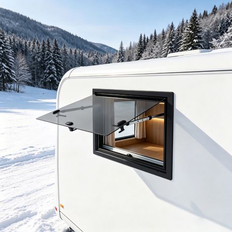 【Chauffage et ventilation】Fenêtre de caravane, fenêtre de camping-car avec moustiquaire, pour Paroi de 30-80 mm, fenêtre extérieure à pousser à 65° pour caravane, camping, remorque, camping-car (650 x (1/5)