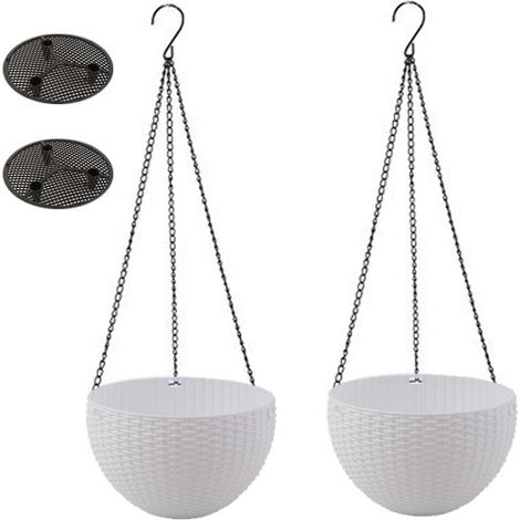 Pot de fleurs suspendu en imitation rotin, bassin, chlorophylle suspendue, pot de fleurs suspendu pour personne paresseuse (1/5)