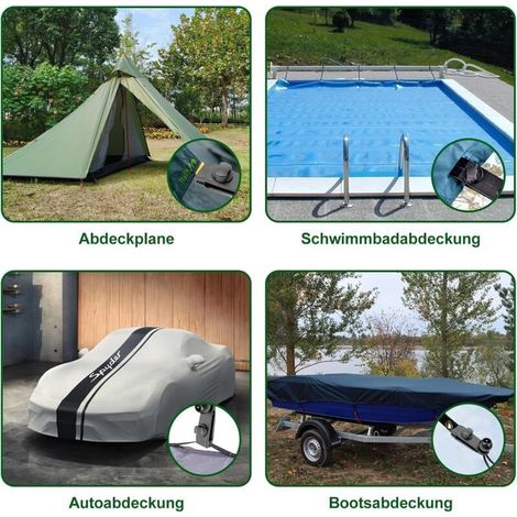 Planenclips und 15 cm lange Gummispanner – 30er-Packung (15 Clips + 15 Spanner) zur vielseitigen Planenbefestigung