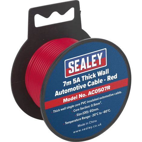 Sealey Automotive Cable Thick Wall 5A 7m Red AC0507R