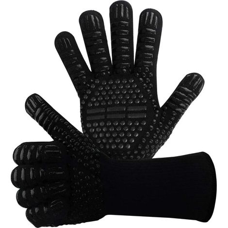 Guantes de silicona antideslizantes para barbacoa EN407 para barbacoa, horno, horno, guantes de cocina resistentes al calor, guantes para chimenea, guantes para chimenea, guantes para chimenea hasta 8 (1/4)