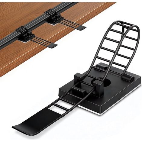 Paquete de 100 sujetacables autoadhesivos,sujetacables para gestión de cables,sujetacables para escritorio,la oficina y el taller (negro) (1/4)