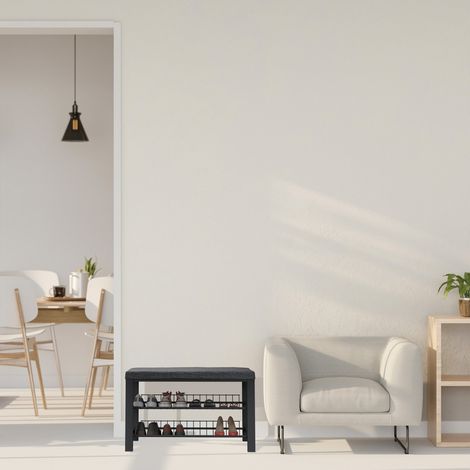 Panca portascarpe con cuscino struttura in metallo scaffale a 2 livelli