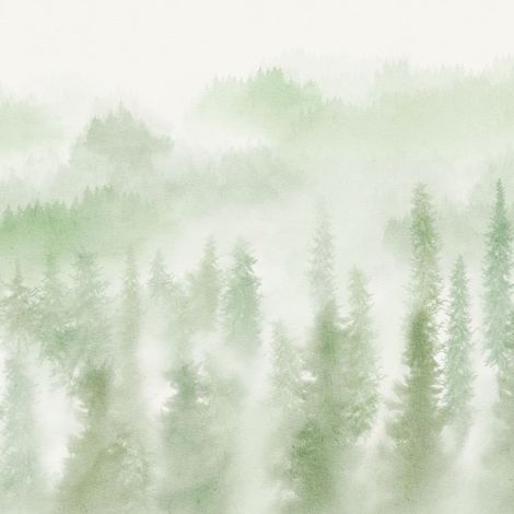 papier peint panoramique paysage boisé vert - Komar (1/5)