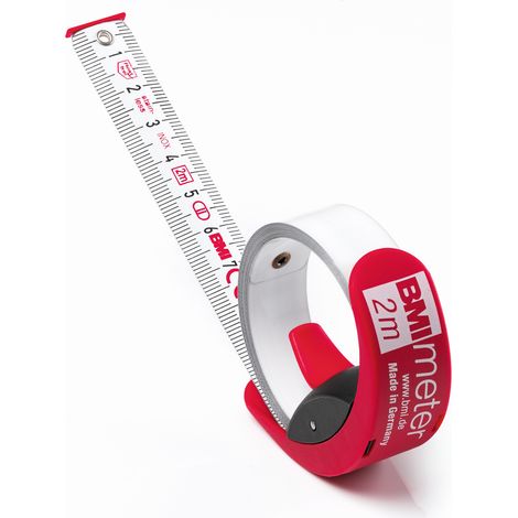 BMI Taschenbandmaß 2 Meter, Edelstahlband, rostfrei, MM-Einteilung, kompakt