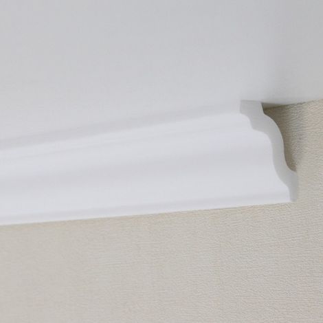 PROVISTON Stuckleiste Polystyrol 40 x 45 x 2000 mm Weiß Deckenleiste Überstreichbar (1/4)