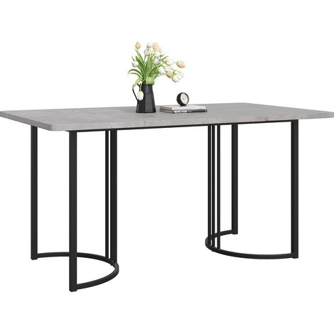Table à manger rectangulaire 140 x 80 cm, effet marbre gris, pieds métalliques réglables, plateau MDF, pour cuisine, salle à manger ou bureau – CHICFURN (1/5)