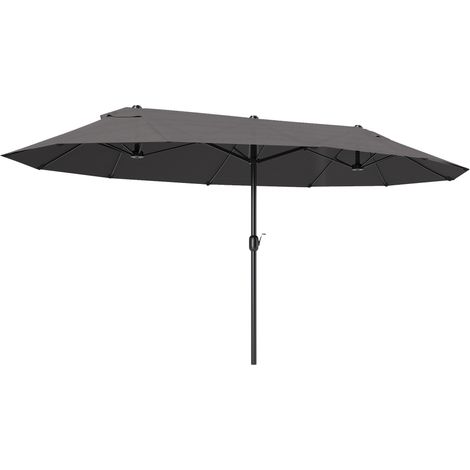 Parasol double de jardin 460 x 270 x 240 cm, anti-UV, avec manivelle, pour terrasse, patio ou piscine, gris. (1/5)