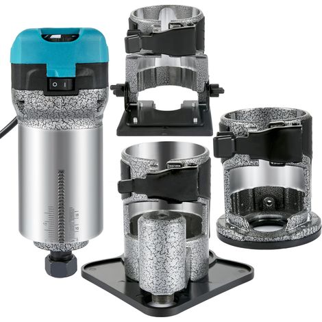 Mophorn 710 W Holzfräse – Fräser mit fester, Tauch-, Neigungs- und versetzter Basis und 3 Spannzangen, Aluminiumgehäuse, variabler Geschwindigkeit für die Holzbearbeitung