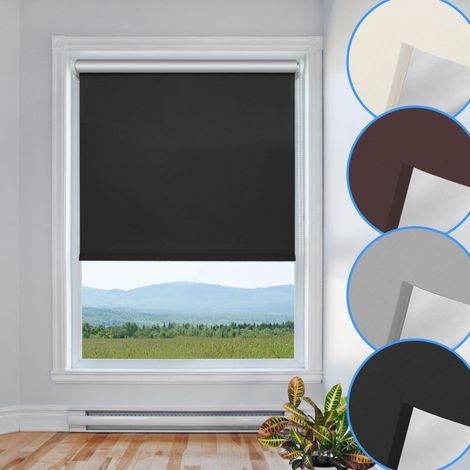 Tenda a rullo termo oscurante con comando laterale senza perforazione. montaggio singolo. 50 cm x 160 cm. nero (1/5)