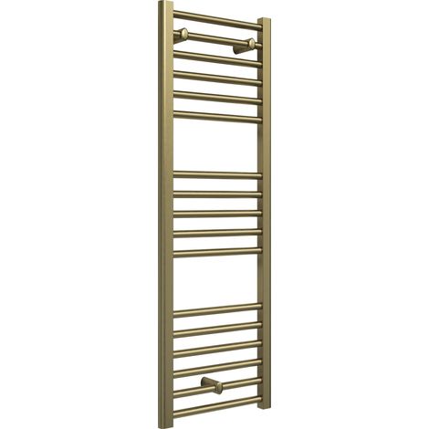 Signature Paragon Straight Heated Towel Rail 1200mm H x 400mm W - Brushed Brass (1/2)