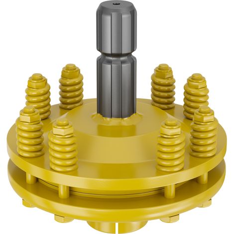Frizione per albero cardanico scanalato a 6 denti Filetto esterno e interno 1 3/8" Max 1200Nm Giallo