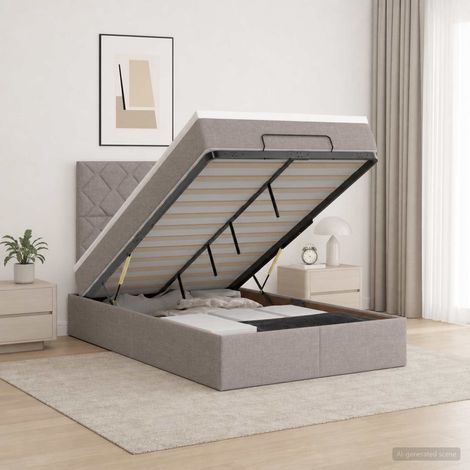vidaXL Cama otomana con colchón con cabecera Topo 120 x 200 cm Tela (1/5)