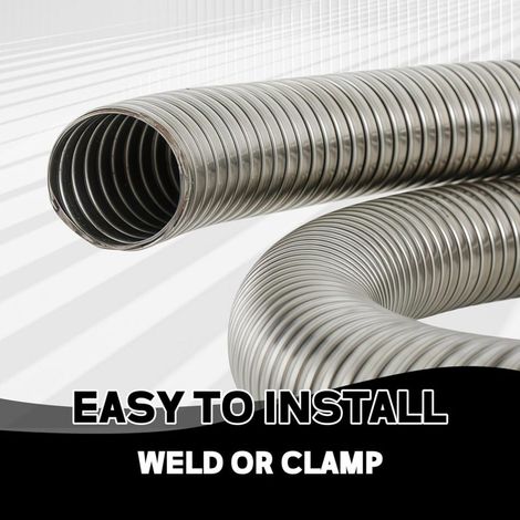 Tuyau flexible d'échappement universel en acier inoxydable - 72 po (183 cm) de longueur (1,8 m) - diamètre intérieur de 1 po (2,5 cm) (1/2)