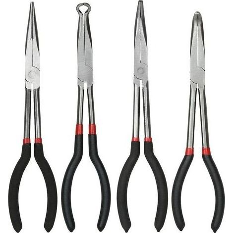 Juego de 4 alicates de punta fina de 11 pulgadas – Ángulo de 45° y 90° – Acero al carbono antioxidante – Mango ergonómico para mayor seguridad – (1/5)