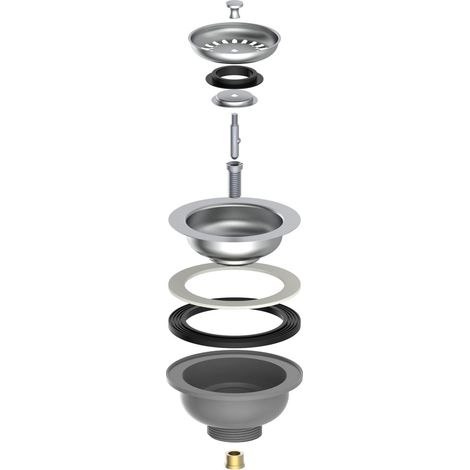 ECO-SAVE KS Korbventil, Grau, 1 1/2"AG, Edelstahl-Ventilkelch & Sieb Ø 114 mm (1/5)
