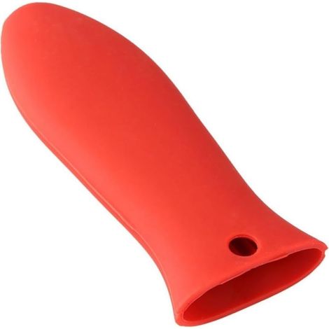 Support en silicone rouge pour poignée de casserole, isolant thermique flexible (1/4)
