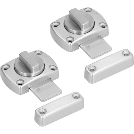 Lot de 2 targettes de sécurité en laiton brossé, loqueteaux pour porte d'entrée et salle de bain, serrures anti-effraction, finition brossée (1/5)