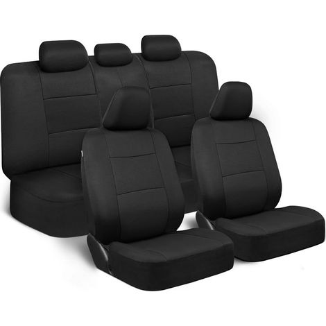 PolyPro Ensemble Complet de Housses de siège de Voiture en Noir uni – Banquette Avant et arrière séparée, Facile à Installer, Housses intérieures pour Voiture, Camion, camionnette, SUV (1/5)