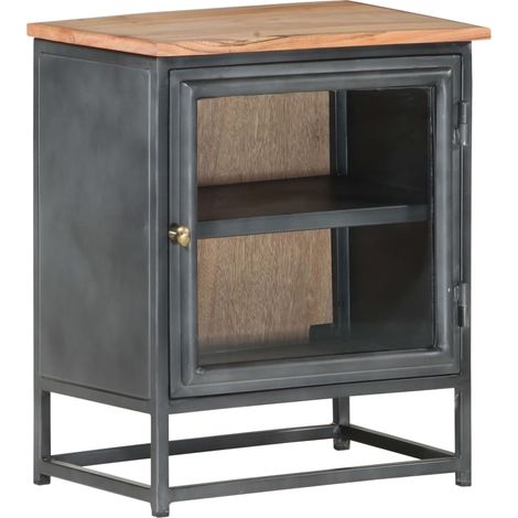 Nachttisch Grau 40x30x50 cm Massivholz Akazie
