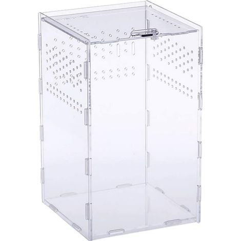 Transparente Reptilien-Futterbox, tragbares Acryl-Terrarium für Marienkäfer, Frosch, Skorpion, Eidechse, Spinne (25 cm 15 cm 15 cm) (1/5)