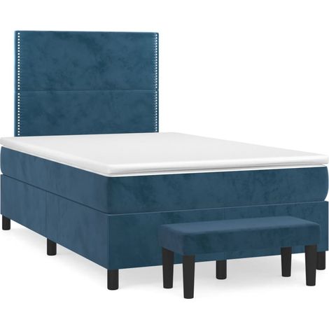 Boxspringbett mit Matratze Dunkelblau 120x190 cm Samt