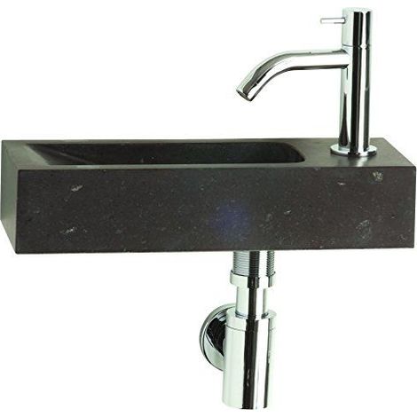 Differnz lave mains 38x8x14cm Pierre naturelle 1 trou pour robinet Bluestone