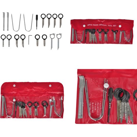 Set per Autoradio 20 pz - Chiavi per rimozione autoradio - Accessori per autoradio