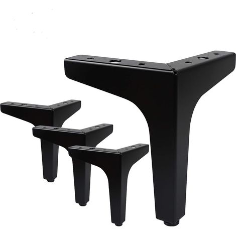 Set di 4 gambe per mobili, portata fino a 600 kg, gambe da tavolo moderne in metallo a forma triangolare, gambe a forcina per mobili, armadi, divani, con 4 piedini protettivi, nere (15 cm)