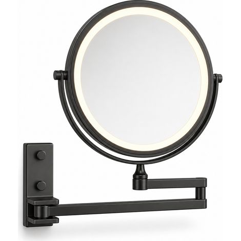 Foldable LED Wall-Mounted Magnifying Make-Up Mirror Black 20 cm (1/5)