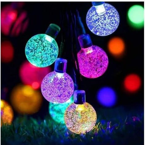 Guirlande lumineuse solaire à 50 LED étanche, 8 modes guirlande solaire exterieur, 9.5 m pour jardin, Terrasse, Sapin Noël, Mariage, Fête (multicolore) (1/4)
