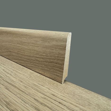 €2,99ml - BATTISCOPA in FIBRA DI LEGNO coordinato GAMMA LAMINATI 70x15 inclinato vari decori (prezzo al metro)-SAMYELI (cream oak) (1/2)