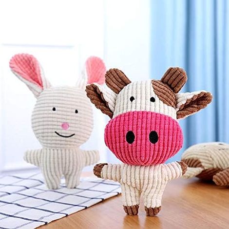Jouets pour Animaux de Compagnie - Jouets Couineurs pour Chiens et Chats en Peluche (Lapin, Vache, Éléphant) - Variété de Jouets Mignons pour Chiens et Chats - 20 x 20 cm (1/3)